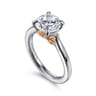 Nelia - 14K White-Rose Gold Round Lotus Diamond Engagement Ring