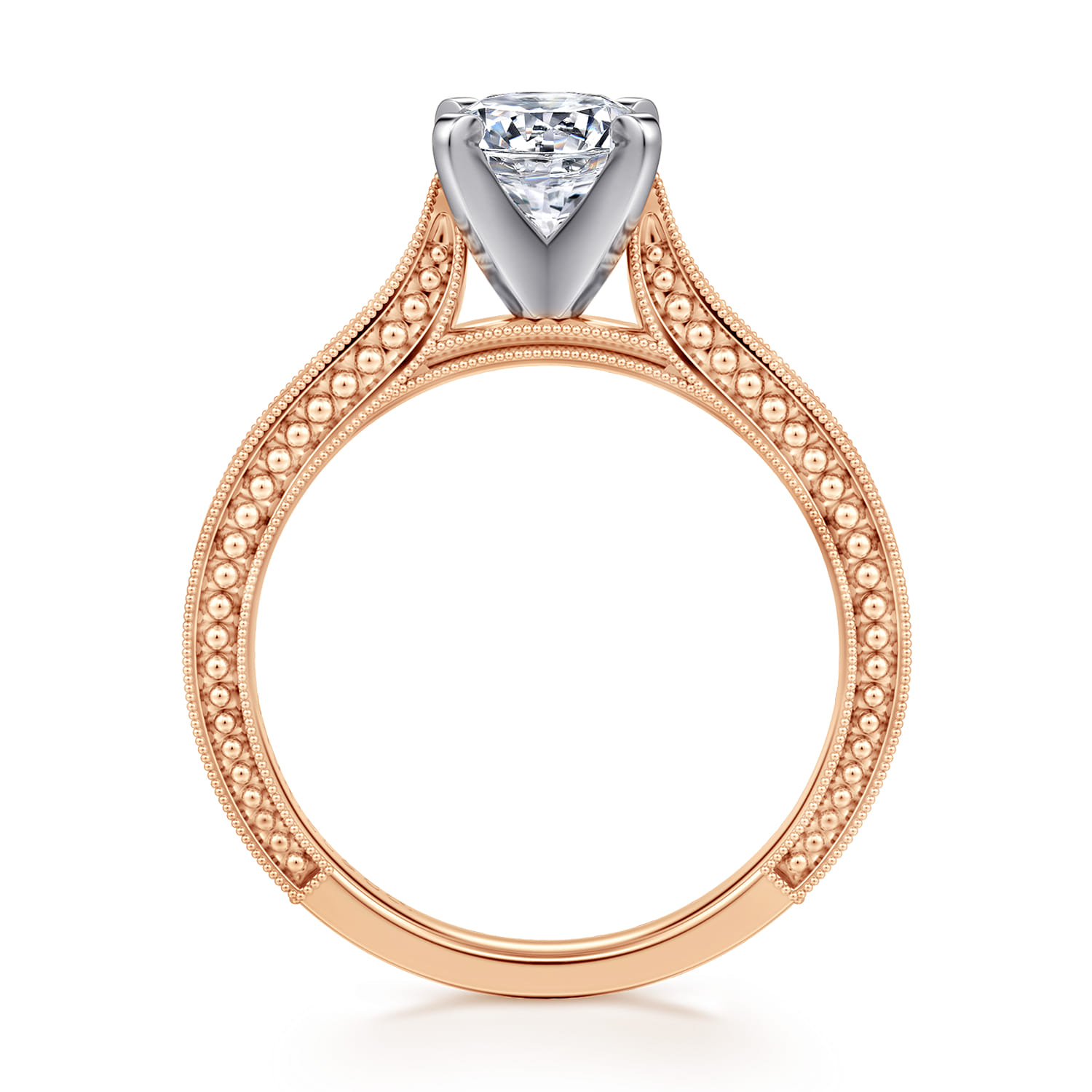 Maura - 14K White-Rose Gold Round Diamond Engagement Ring - Shot 2