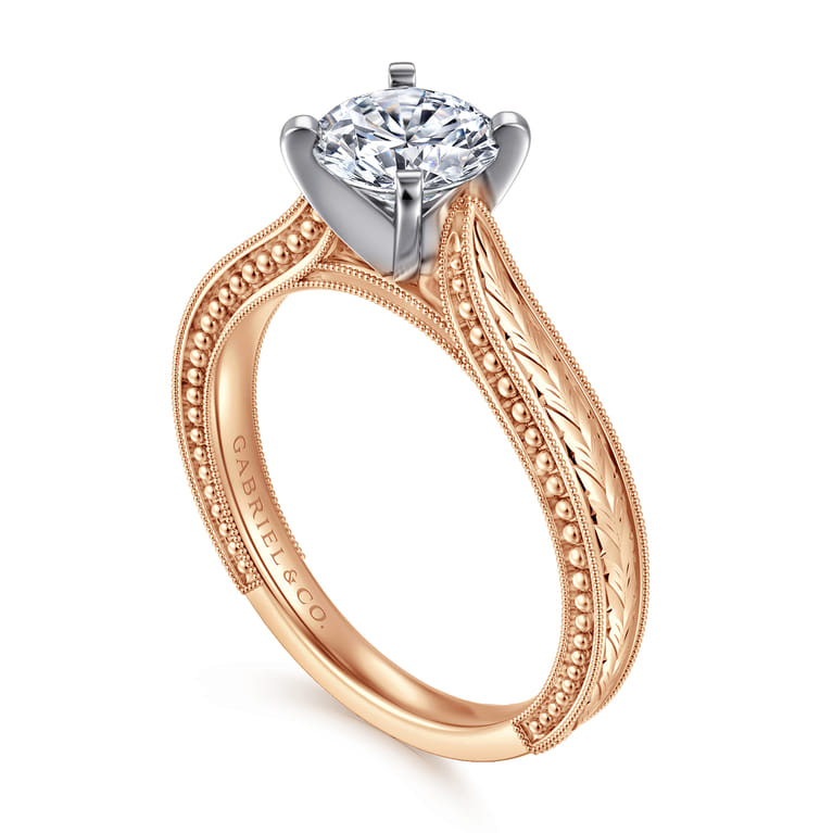 Maura - 14K White-Rose Gold Round Diamond Engagement Ring - Shot 3