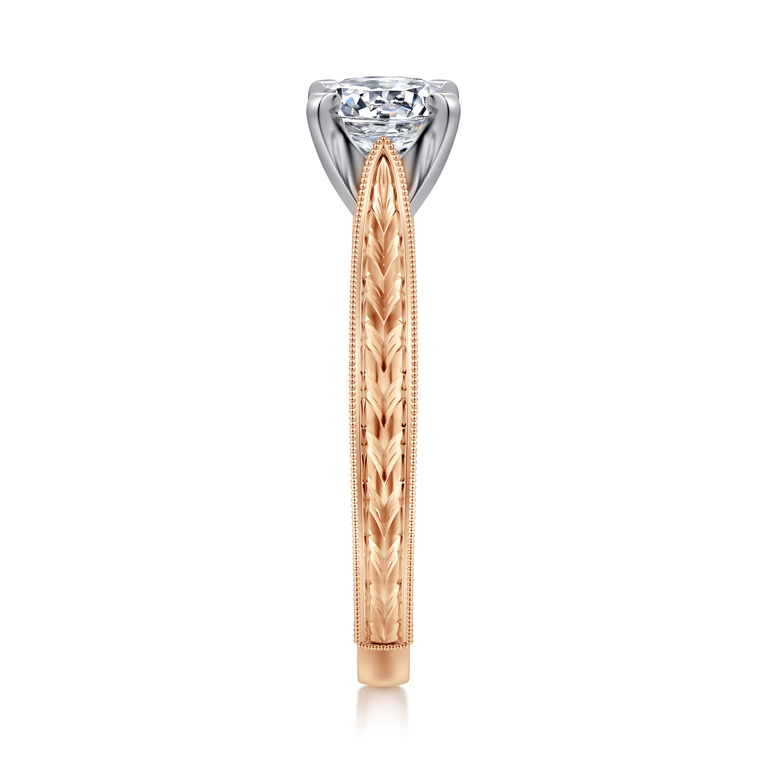Maura - 14K White-Rose Gold Round Diamond Engagement Ring - Shot 5