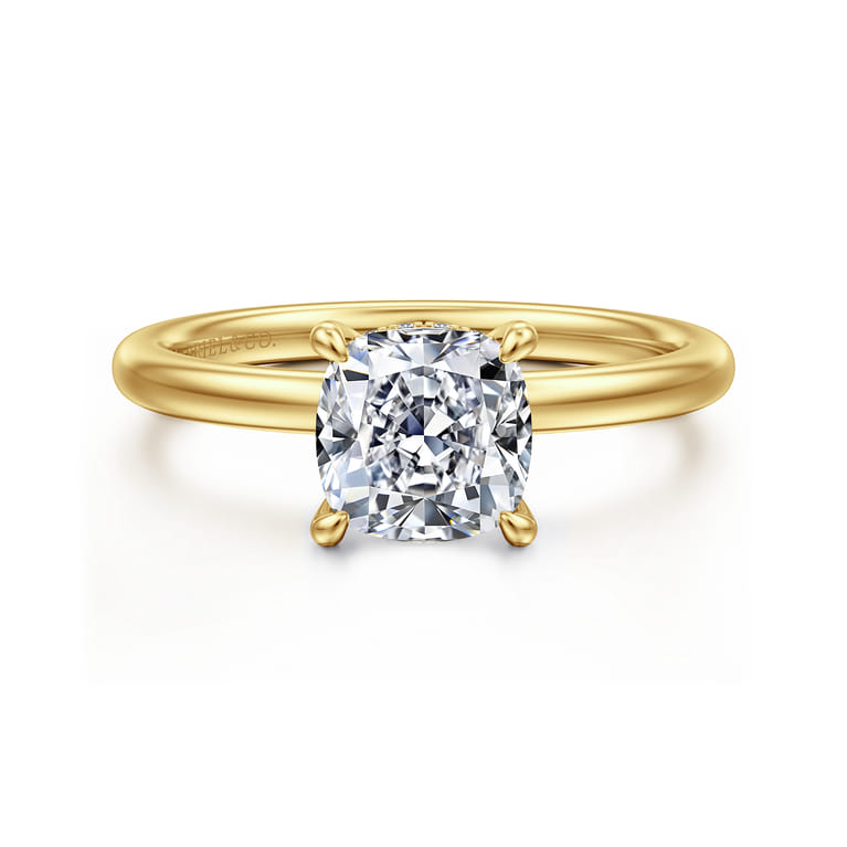 Cari - 14K Yellow Gold Cushion Diamond Engagement Ring - 0.06 ct - Shot 1