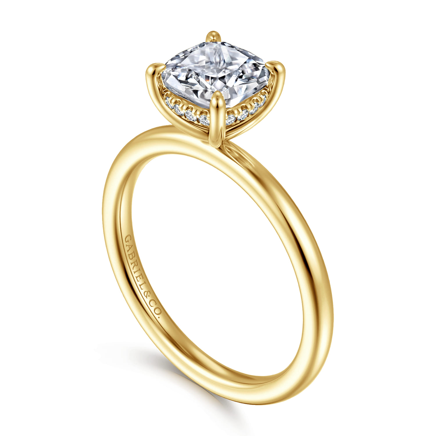 Cari - 14K Yellow Gold Cushion Diamond Engagement Ring - 0.06 ct - Shot 3