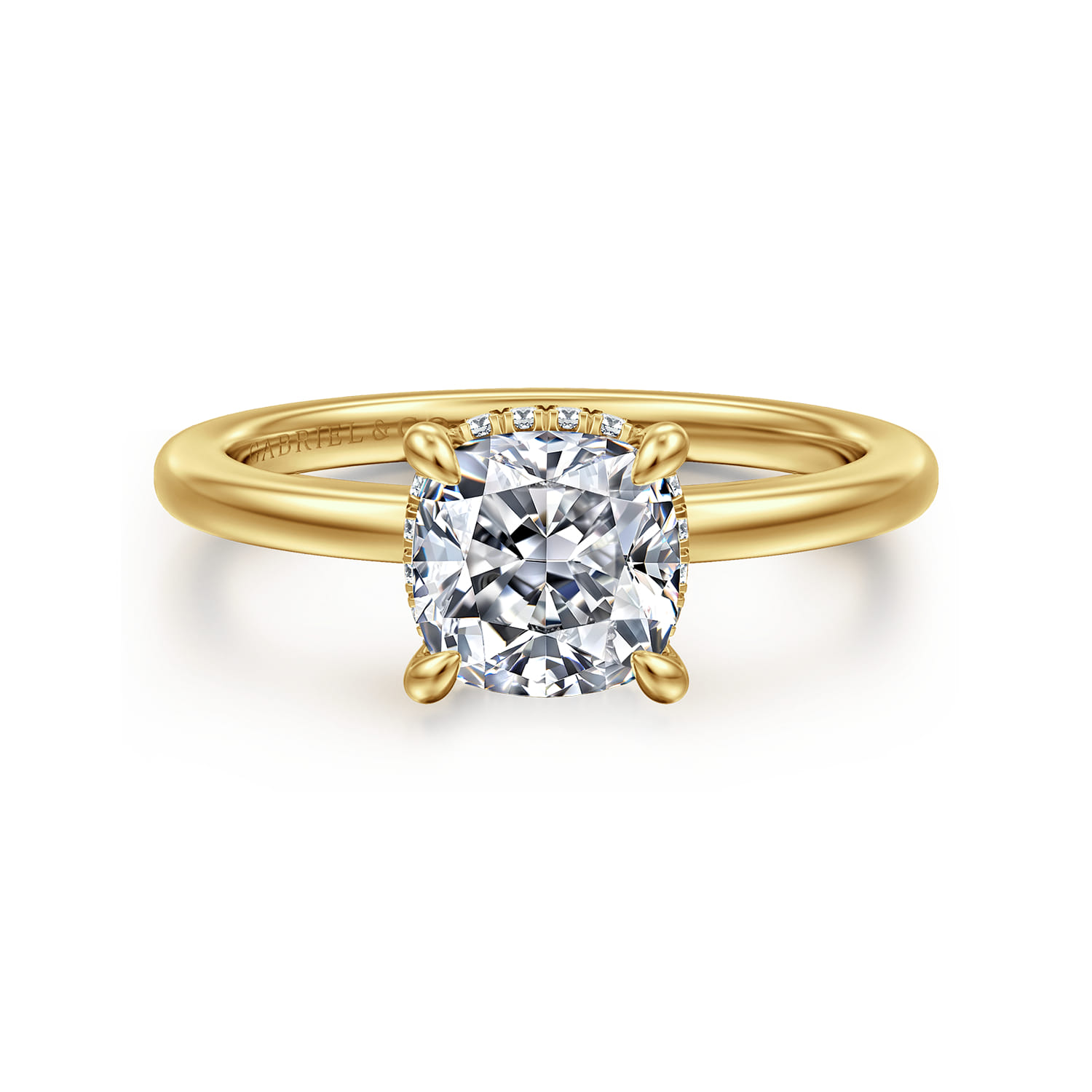Rainah - 14K Yellow Gold Cushion Cut Diamond Engagement Ring - 0.08 ct - Shot 1
