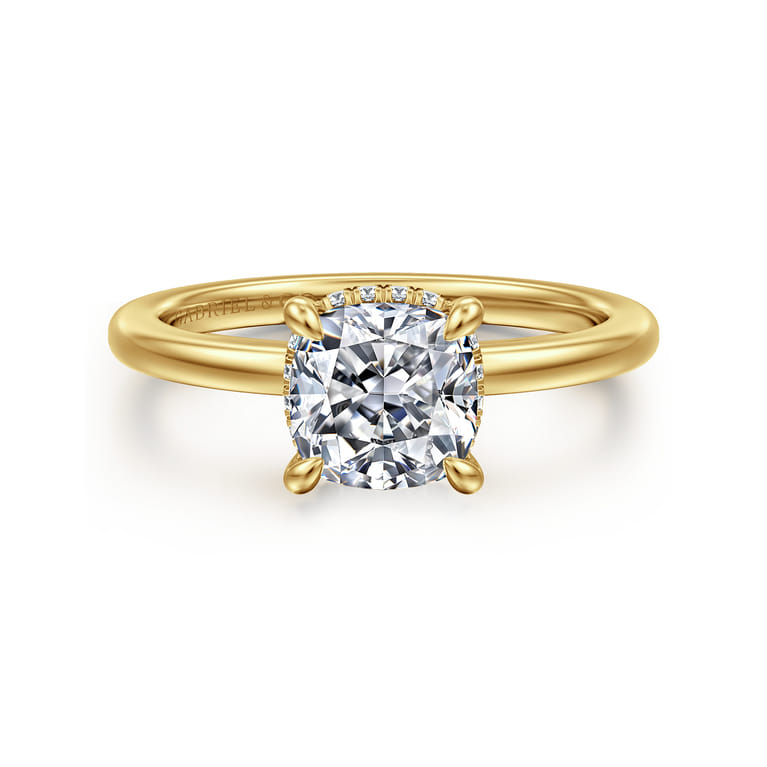 Rainah - 14K Yellow Gold Cushion Cut Diamond Engagement Ring - 0.08 ct - Shot 1