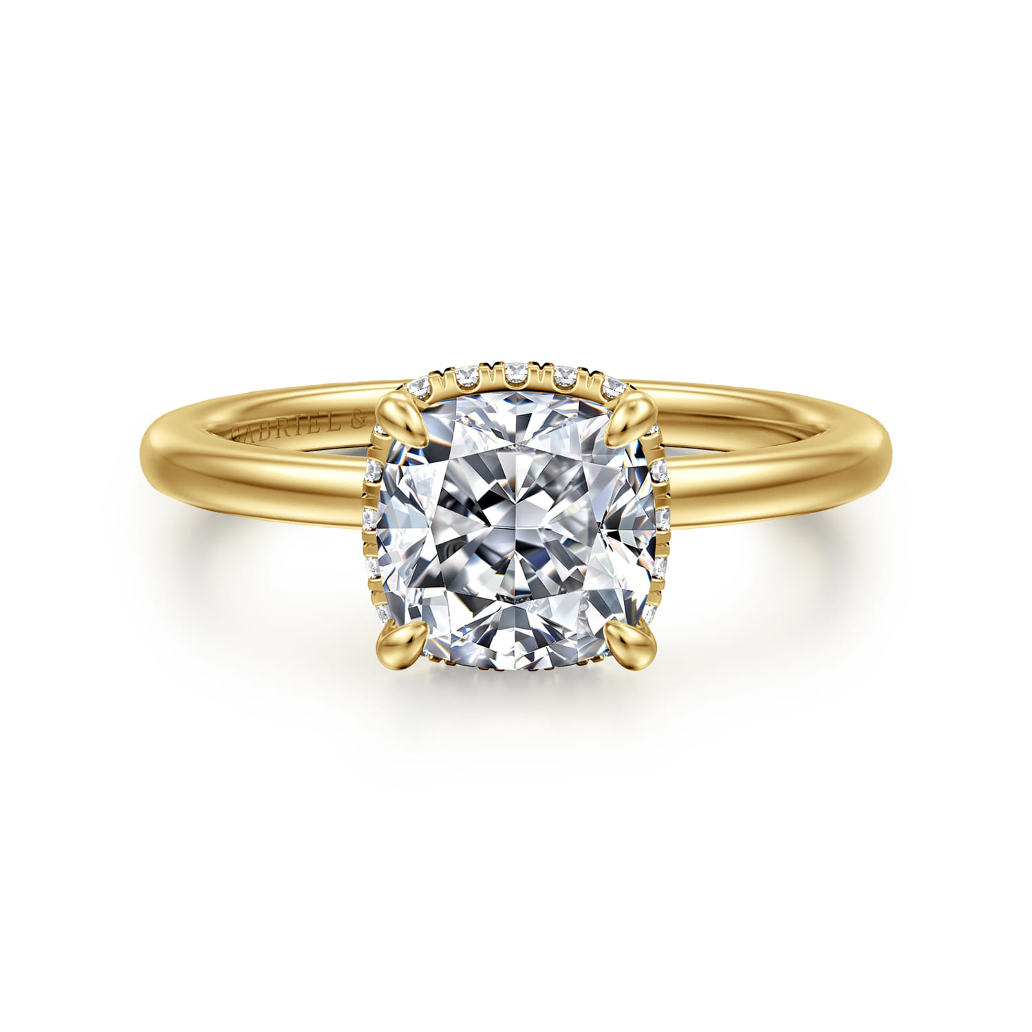 Rainah - 14K Yellow Gold Cushion Diamond Engagement Ring - 0.12 ct - Shot 1
