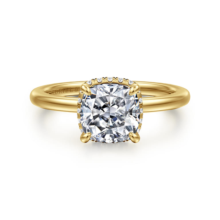 Rainah - 14K Yellow Gold Cushion Diamond Engagement Ring - 0.12 ct - Shot 1