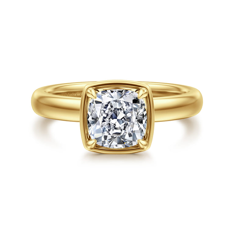 Deedie - 14K Yellow Gold Cushion Cut Diamond Engagement Ring - 0.12 ct - Shot 1