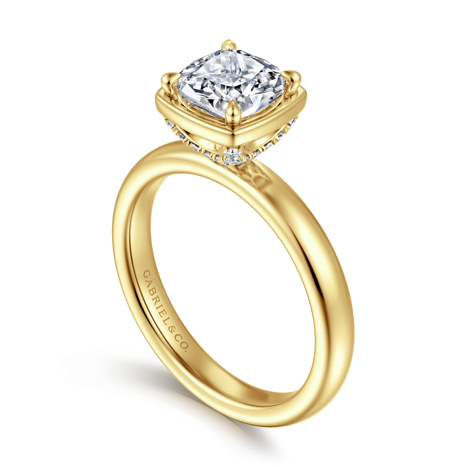 Deedie - 14K Yellow Gold Cushion Cut Diamond Engagement Ring - 0.12 ct - Shot 3
