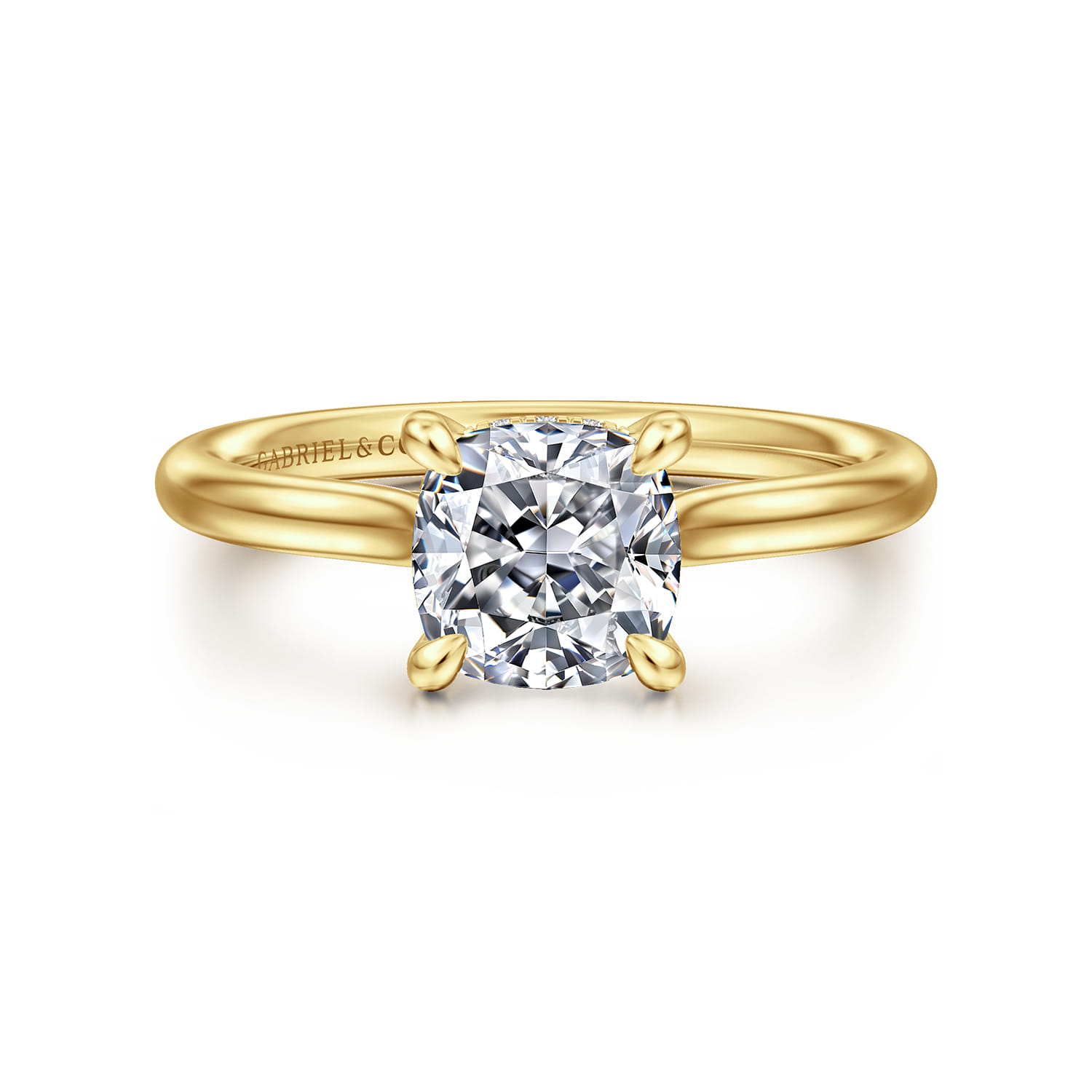 Badia - 14K Yellow Gold Cushion Cut Solitaire Diamond Engagement Ring - 0.05 ct - Shot 1