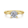 Badia - 14K Yellow Gold Cushion Cut Solitaire Diamond Engagement Ring - 0.05 ct