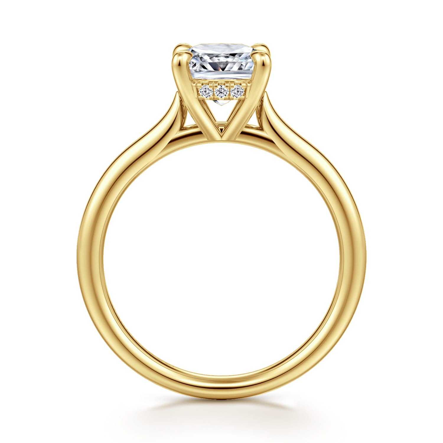 Badia - 14K Yellow Gold Cushion Cut Solitaire Diamond Engagement Ring - 0.05 ct - Shot 2