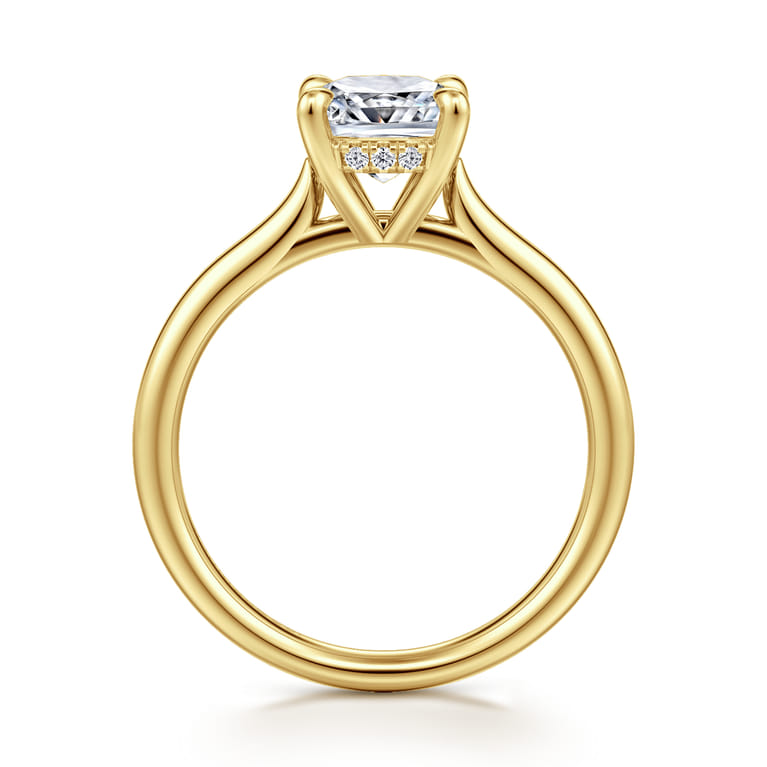 Badia - 14K Yellow Gold Cushion Cut Solitaire Diamond Engagement Ring - 0.05 ct - Shot 2