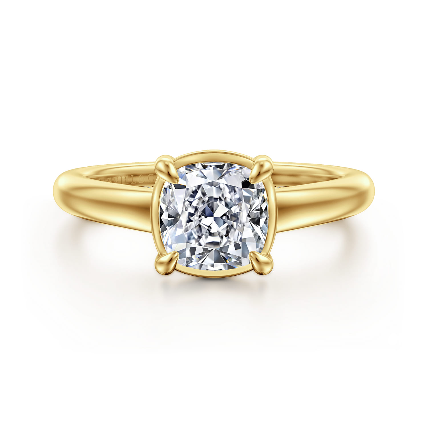 Geo - 14K Yellow Gold Cushion Cut Diamond Engagement Ring - 0.16 ct - Shot 1