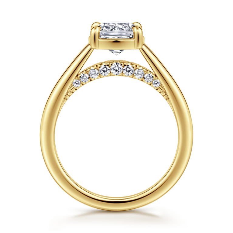 Geo - 14K Yellow Gold Cushion Cut Diamond Engagement Ring - 0.16 ct - Shot 2