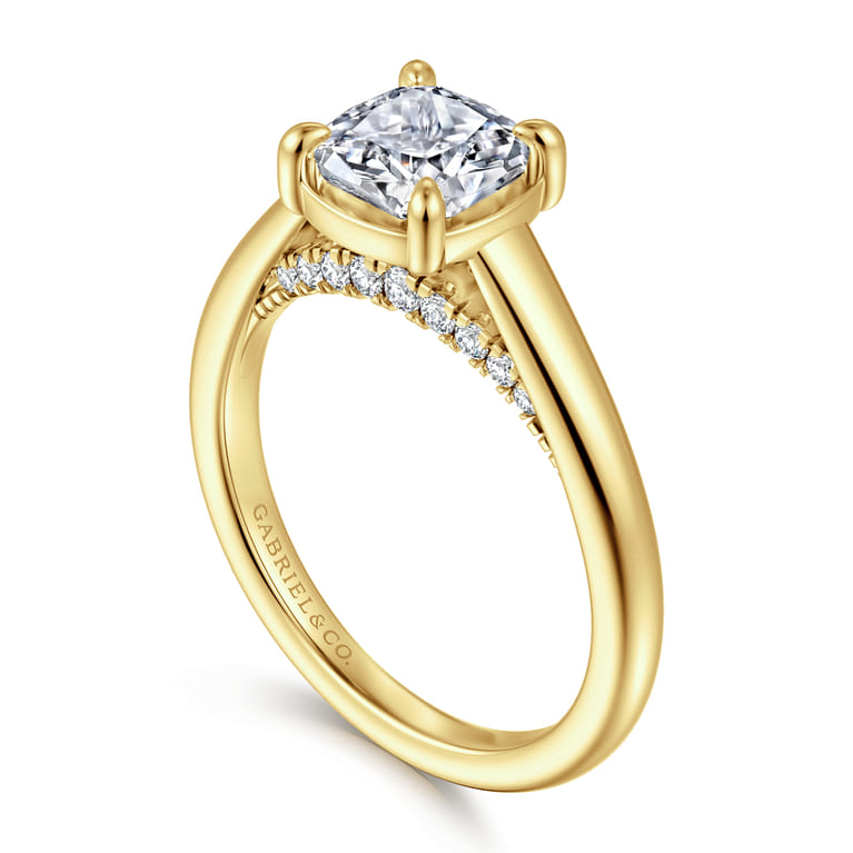 Geo - 14K Yellow Gold Cushion Cut Diamond Engagement Ring - 0.16 ct - Shot 3
