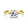 Azucena - 14K Yellow Gold Cushion Cut Solitaire Diamond Engagement Ring - 0.05 ct