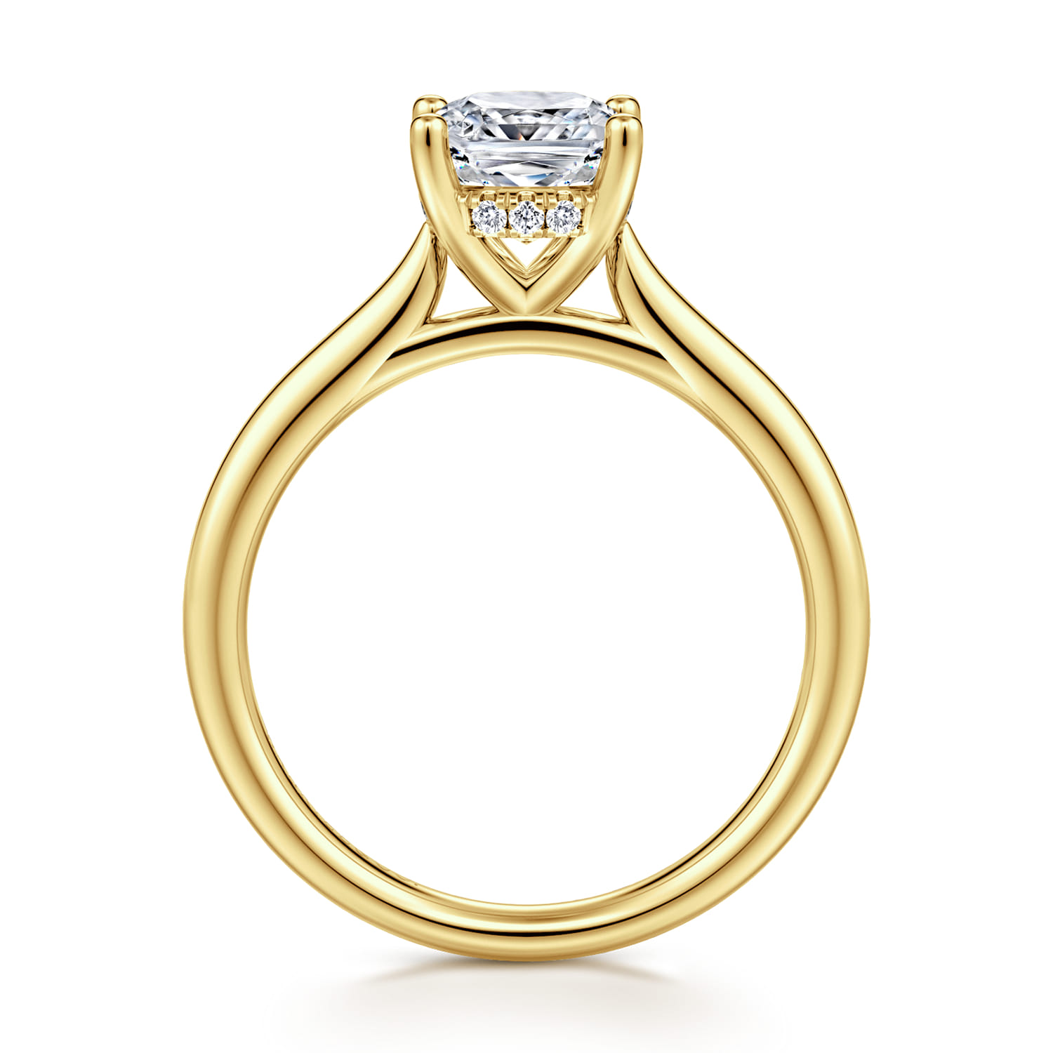 Azucena - 14K Yellow Gold Cushion Cut Solitaire Diamond Engagement Ring - 0.05 ct - Shot 2