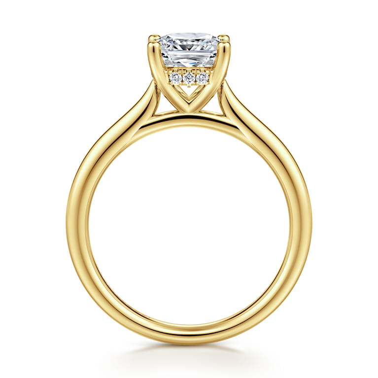 Azucena - 14K Yellow Gold Cushion Cut Solitaire Diamond Engagement Ring - 0.05 ct - Shot 2