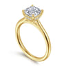 Azucena - 14K Yellow Gold Cushion Cut Solitaire Diamond Engagement Ring - 0.05 ct