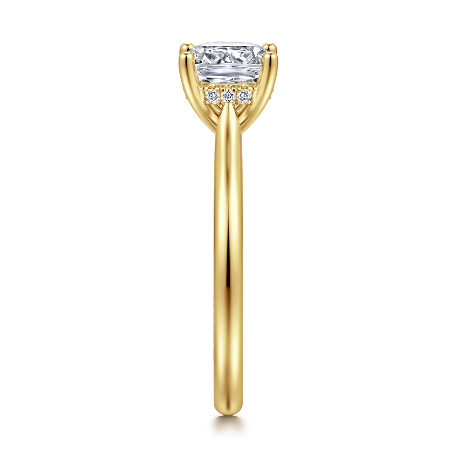 Azucena - 14K Yellow Gold Cushion Cut Solitaire Diamond Engagement Ring - 0.05 ct - Shot 4