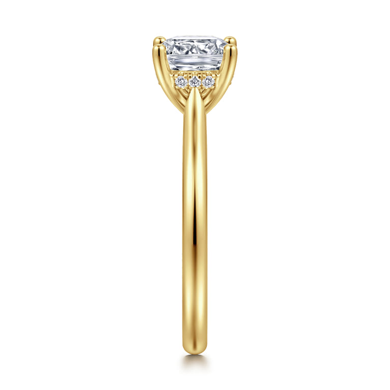Azucena - 14K Yellow Gold Cushion Cut Solitaire Diamond Engagement Ring - 0.05 ct - Shot 4