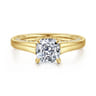 Rosey - 14K Yellow Gold Cushion Cut Diamond Engagement Ring - 0.35 ct