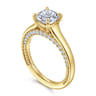 Rosey - 14K Yellow Gold Cushion Cut Diamond Engagement Ring - 0.35 ct