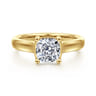 Villa - 14K Yellow Gold Half Bezel Cushion Cut Diamond Engagement Ring - 0.1 ct