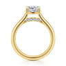 Villa - 14K Yellow Gold Half Bezel Cushion Cut Diamond Engagement Ring - 0.1 ct