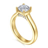 Villa - 14K Yellow Gold Half Bezel Cushion Cut Diamond Engagement Ring - 0.1 ct
