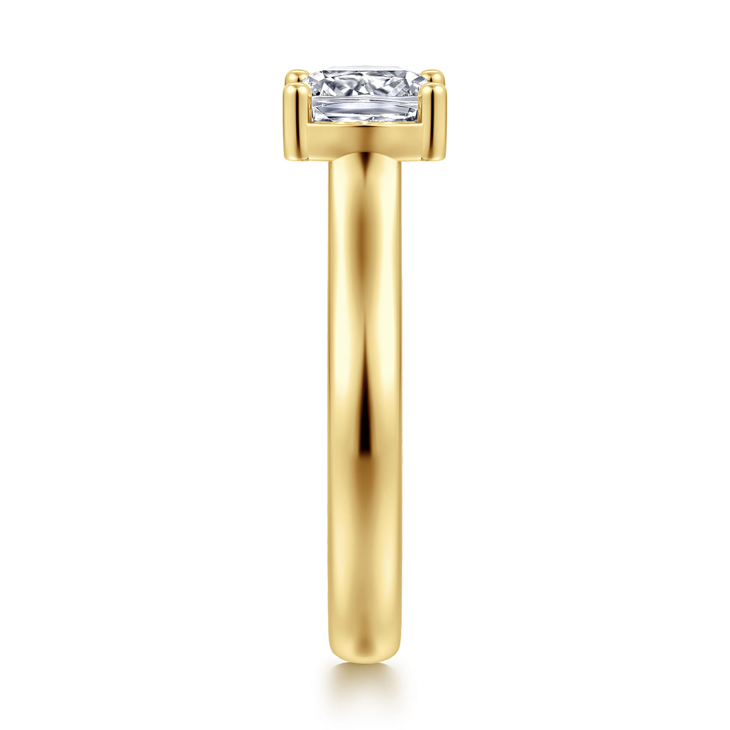 Villa - 14K Yellow Gold Half Bezel Cushion Cut Diamond Engagement Ring - 0.1 ct - Shot 4