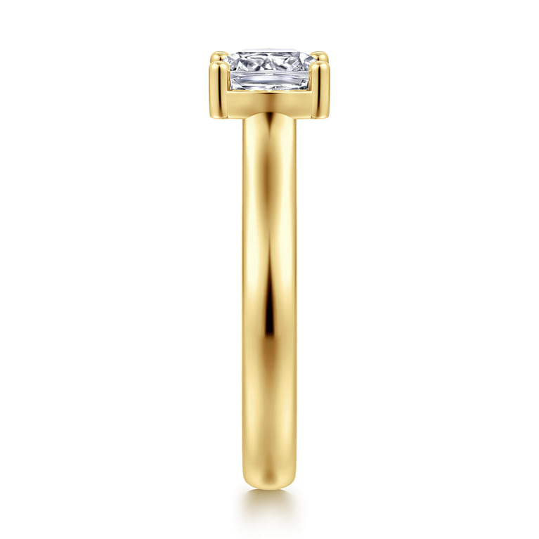 Villa - 14K Yellow Gold Half Bezel Cushion Cut Diamond Engagement Ring - 0.1 ct - Shot 4