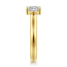 Villa - 14K Yellow Gold Half Bezel Cushion Cut Diamond Engagement Ring - 0.1 ct