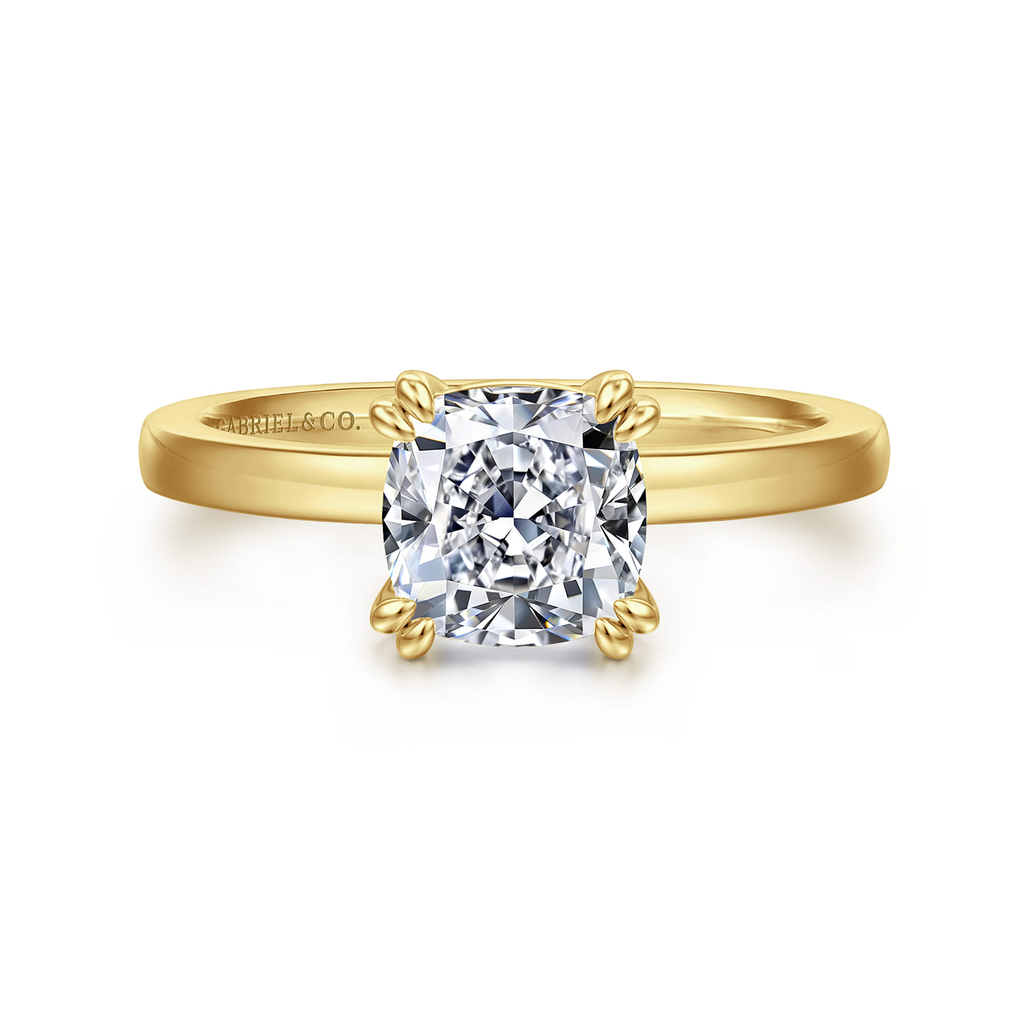 Paula - 14K Yellow Gold Cushion Cut Diamond Engagement Ring - Shot 1