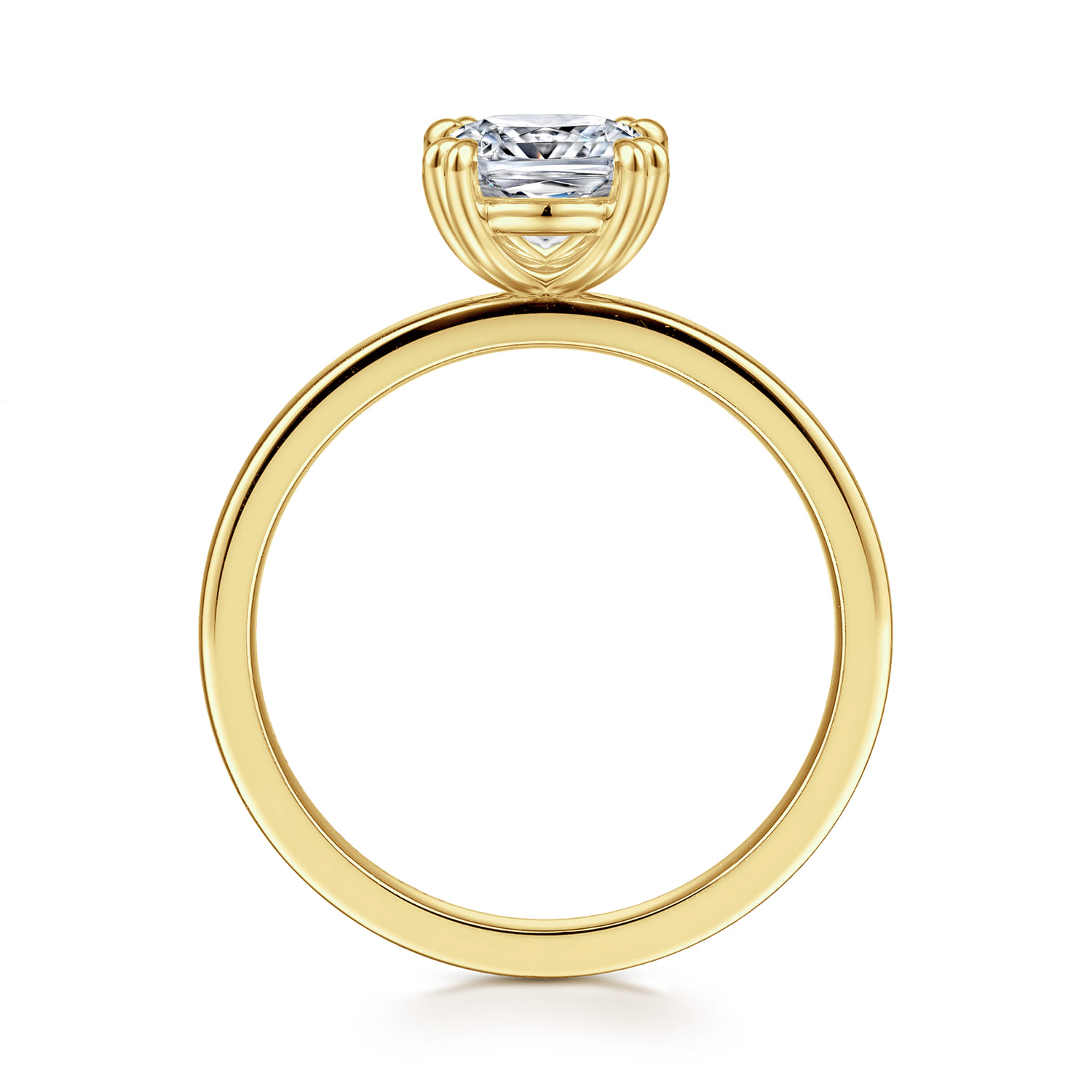 Paula - 14K Yellow Gold Cushion Cut Diamond Engagement Ring - Shot 2