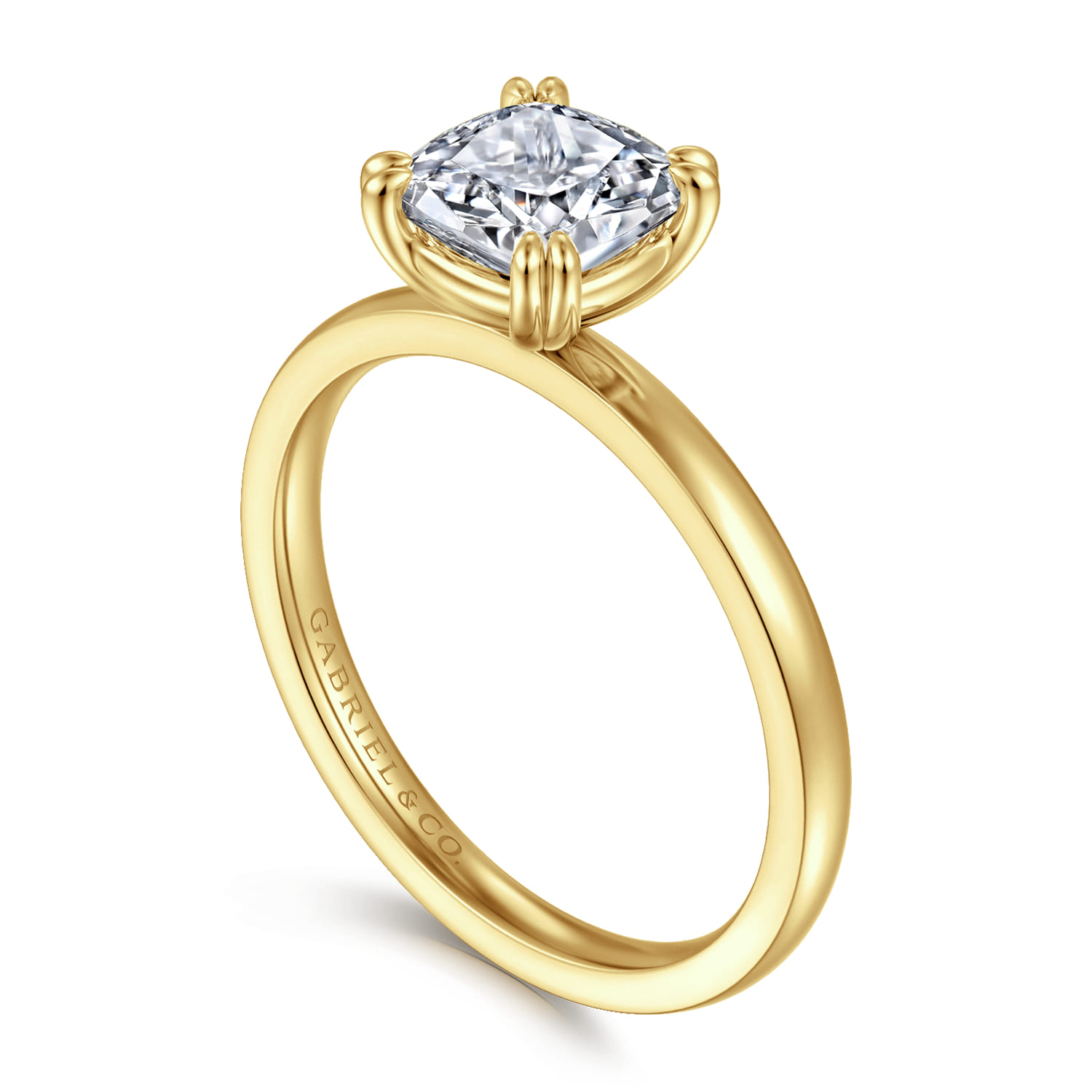 Paula - 14K Yellow Gold Cushion Cut Diamond Engagement Ring - Shot 3