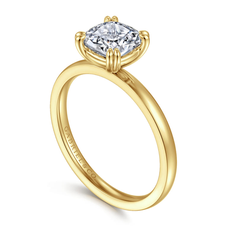 Paula - 14K Yellow Gold Cushion Cut Diamond Engagement Ring - Shot 3
