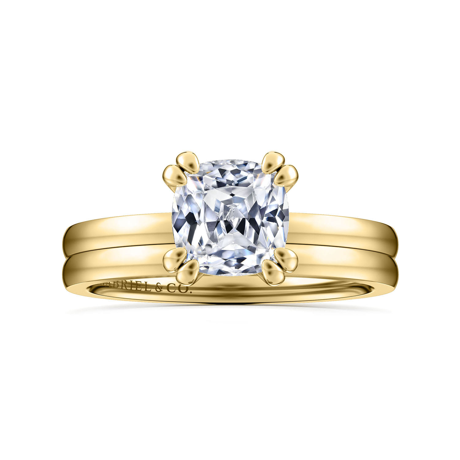 Paula - 14K Yellow Gold Cushion Cut Diamond Engagement Ring - Shot 4