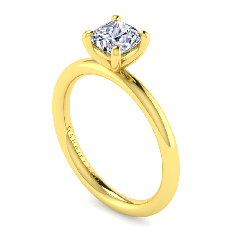 Lark - 14K Yellow Gold Cushion Cut Solitaire Engagement Ring - Shot 3
