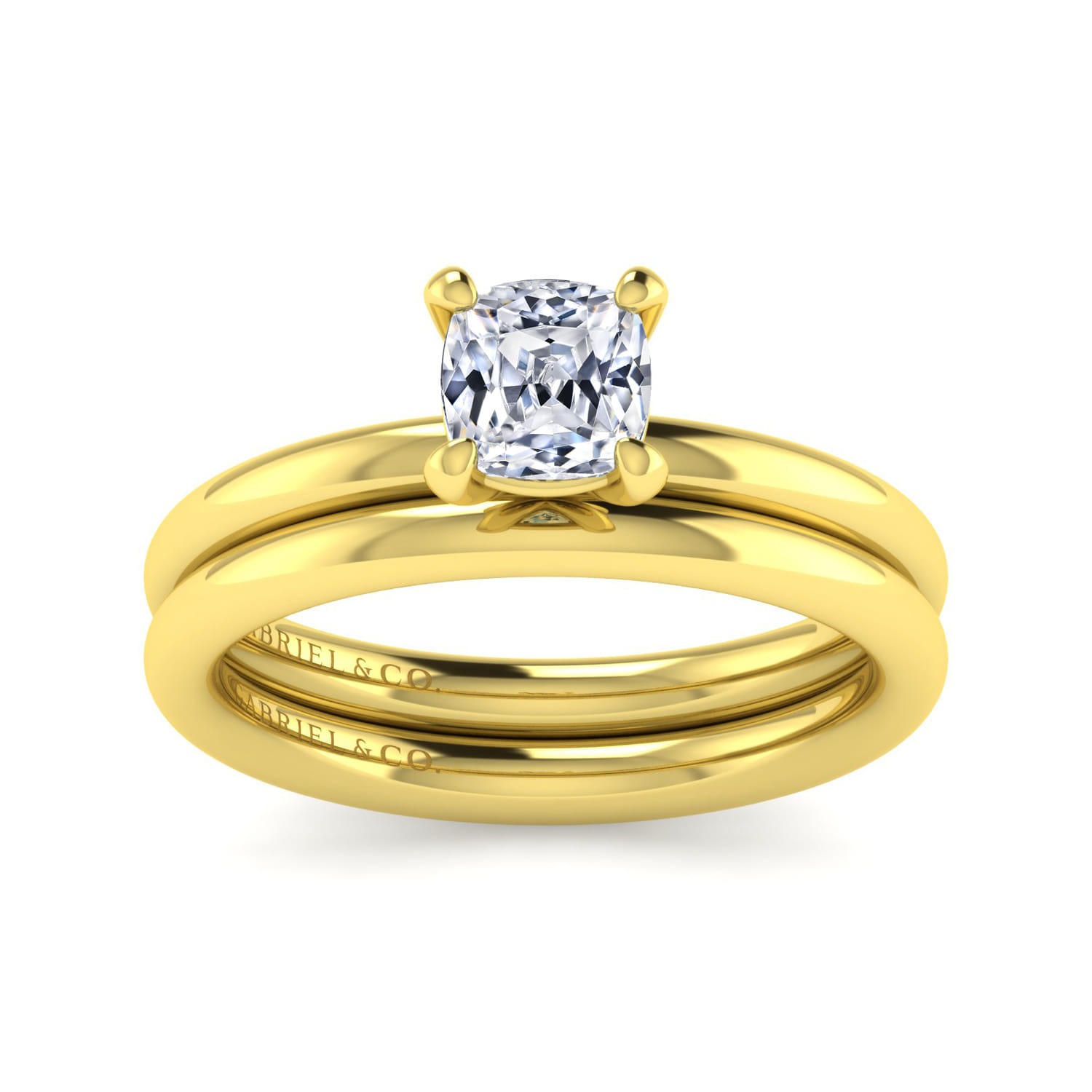 Lark - 14K Yellow Gold Cushion Cut Solitaire Engagement Ring - Shot 4