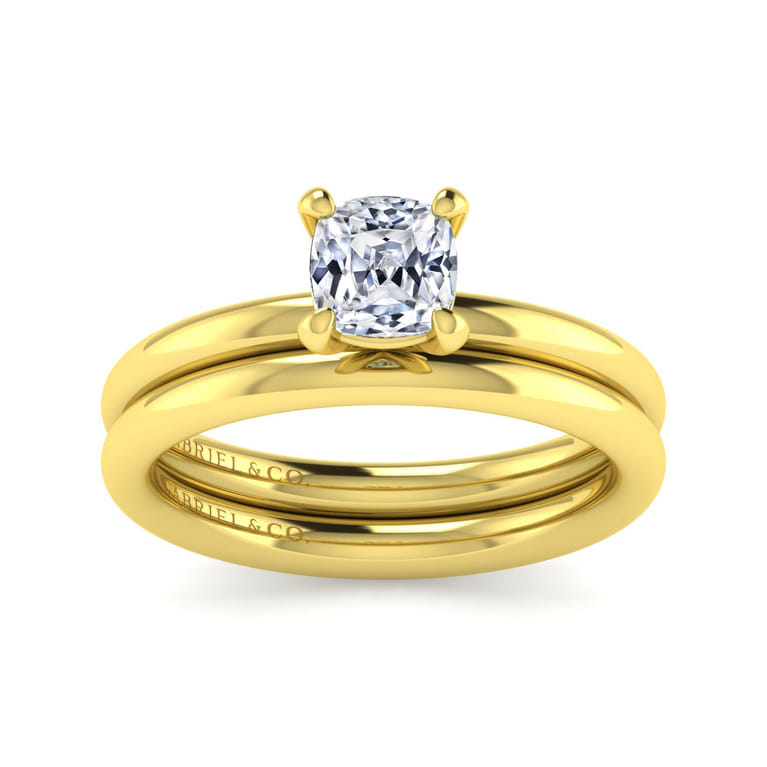 Lark - 14K Yellow Gold Cushion Cut Solitaire Engagement Ring - Shot 4