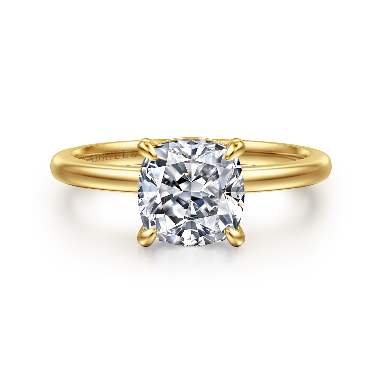 Evelina - 14K Yellow Gold Pear Shape Solitaire Diamond Engagement Ring - Shot 1
