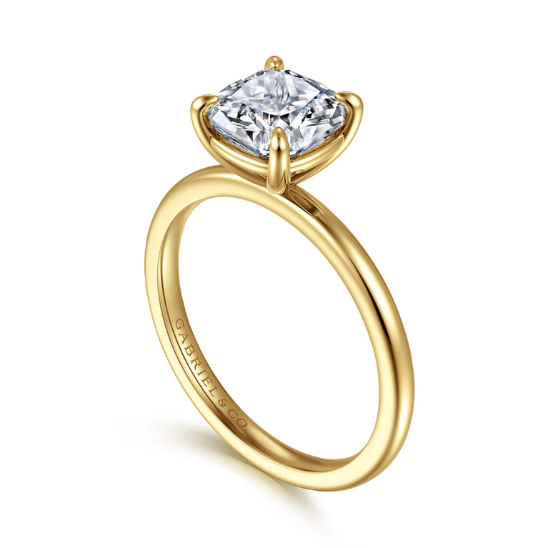 Evelina - 14K Yellow Gold Pear Shape Solitaire Diamond Engagement Ring - Shot 3