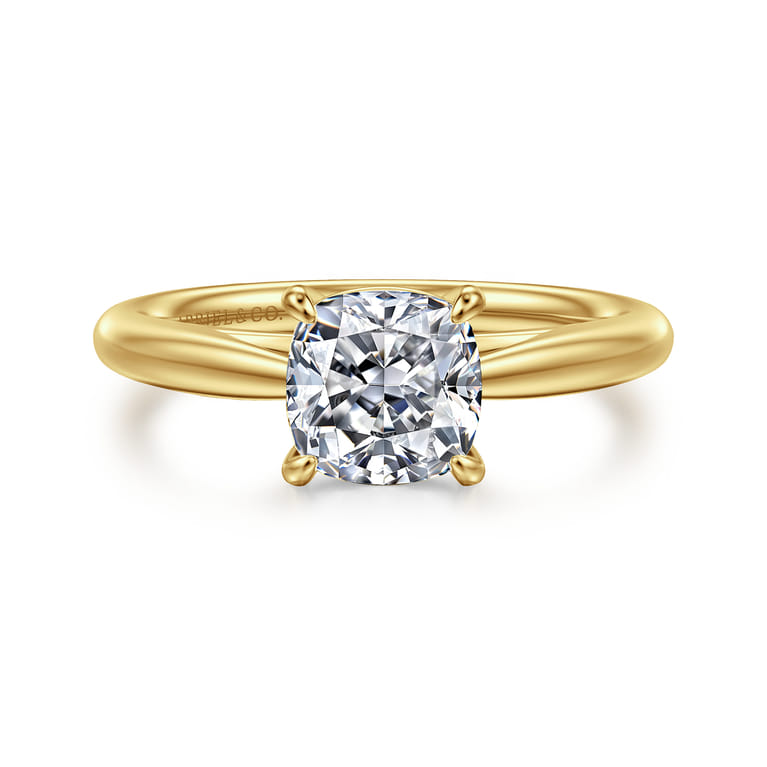 Bambi - 14K Yellow Gold Cushion Cut Diamond Engagement Ring - Shot 1