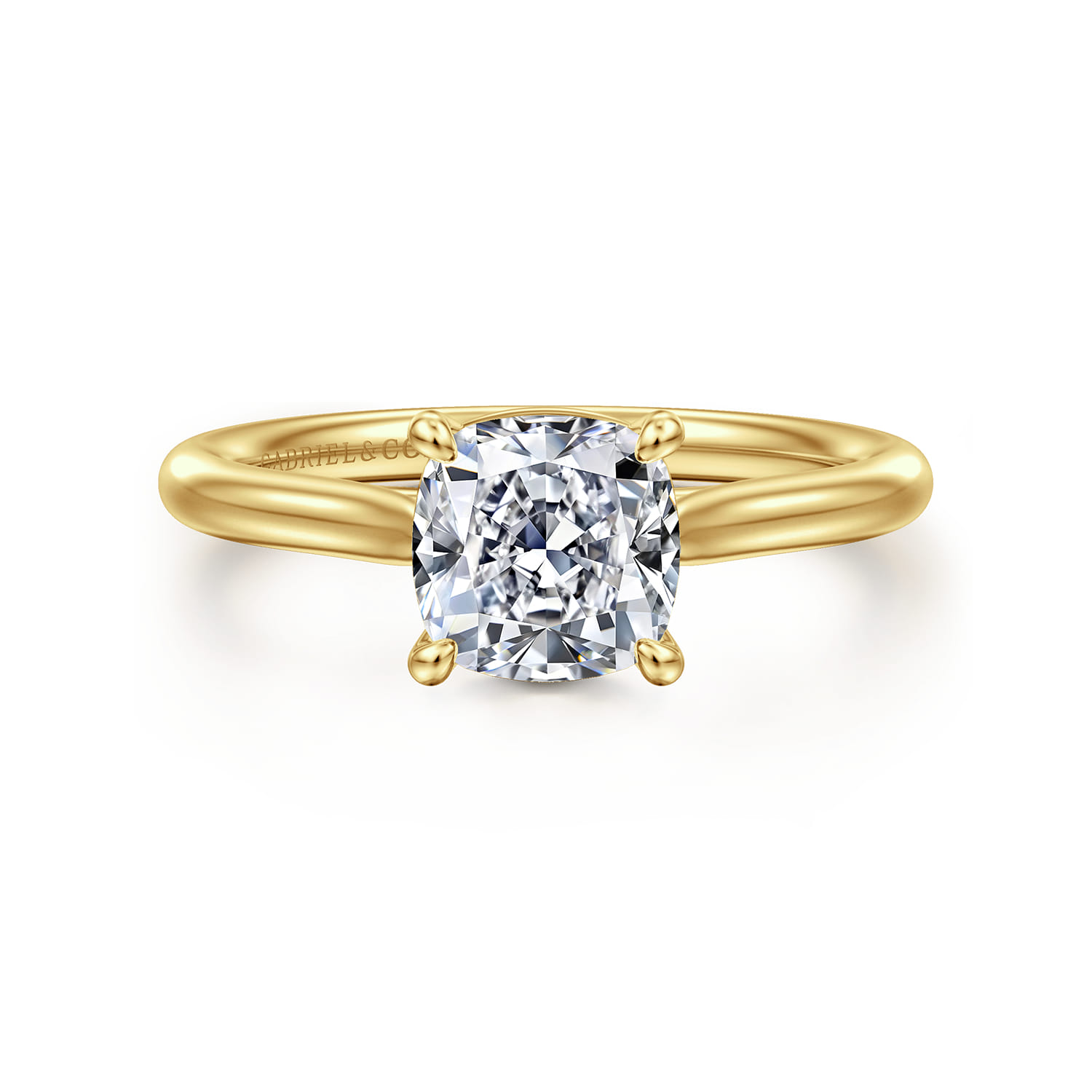 Bena - 14K Yellow Gold Cushion Cut Solitaire Diamond Engagement Ring - Shot 1