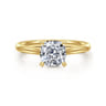 Bena - 14K Yellow Gold Cushion Cut Solitaire Diamond Engagement Ring