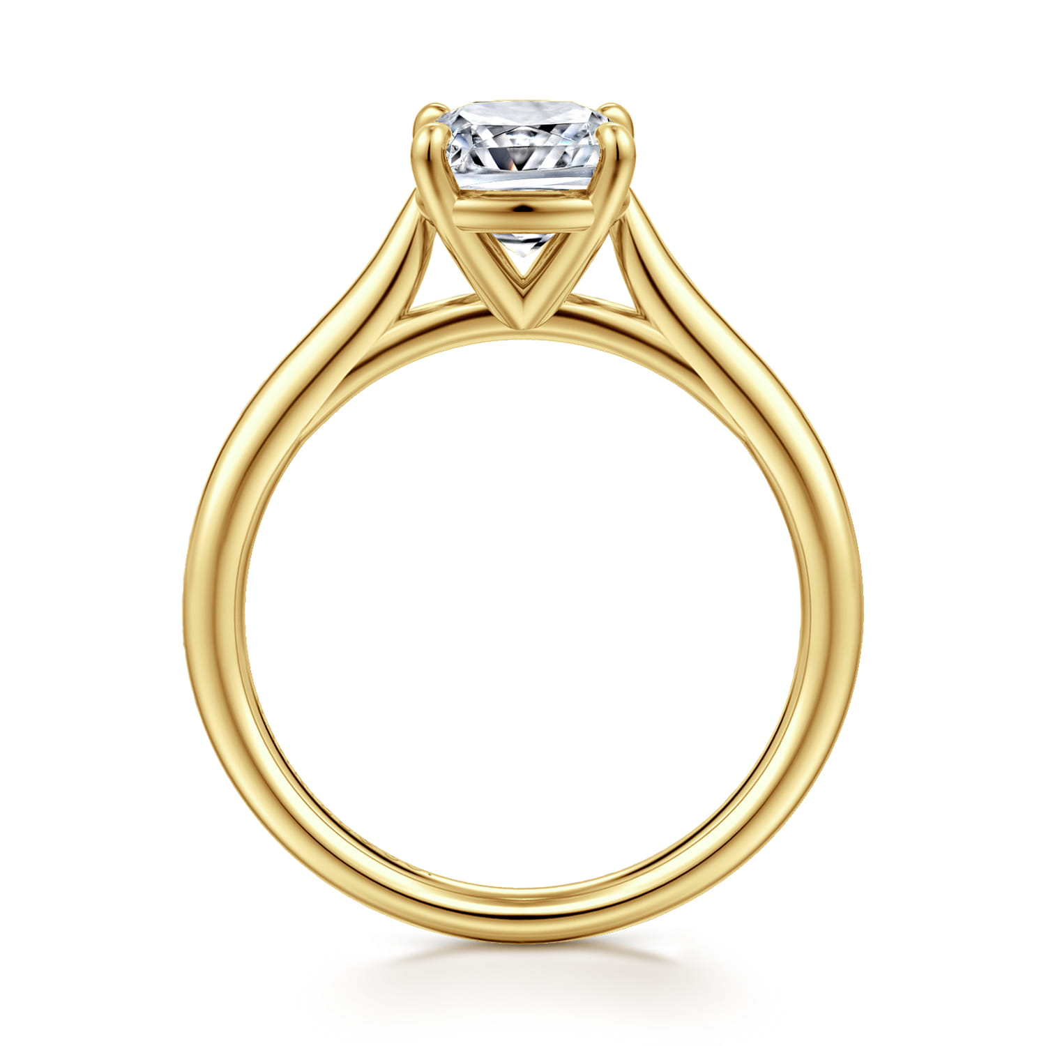Bena - 14K Yellow Gold Cushion Cut Solitaire Diamond Engagement Ring - Shot 2