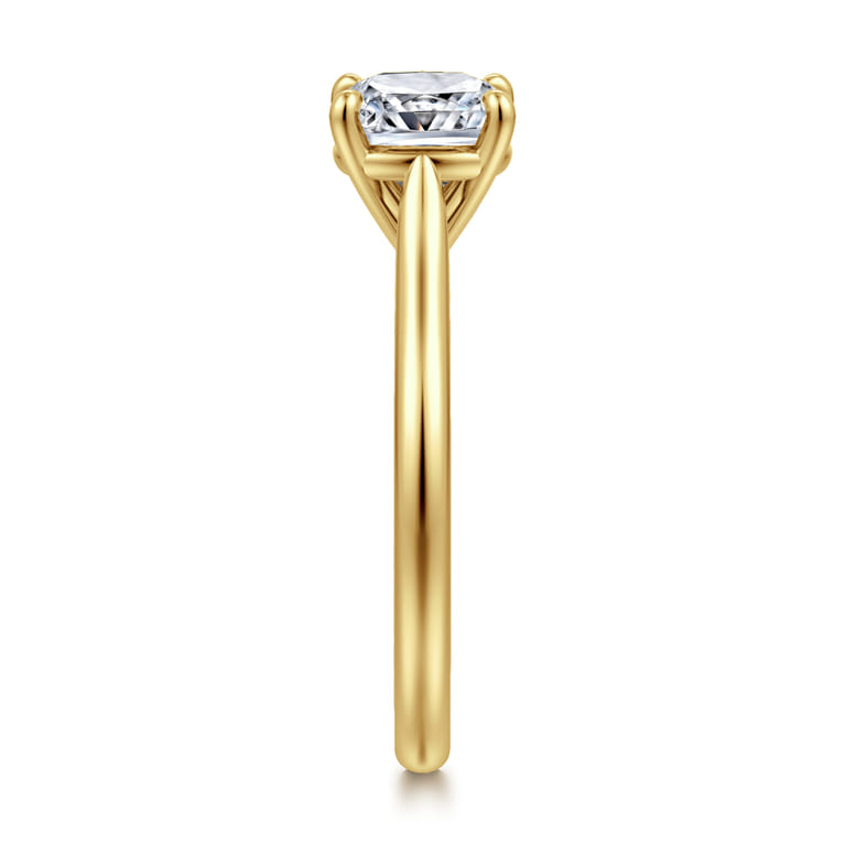 Bena - 14K Yellow Gold Cushion Cut Solitaire Diamond Engagement Ring - Shot 4