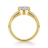 Bara - 14K Yellow Gold Half Bezel East West Cushion Cut Diamond Engagement Ring