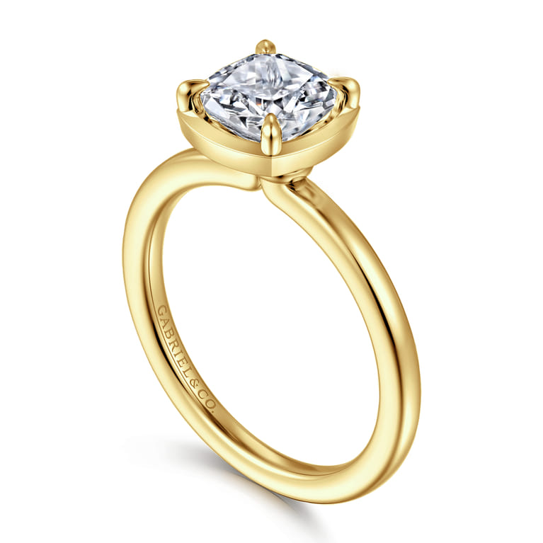Linen - 14K Yellow Gold Cushion Cut Diamond Engagement Ring - Shot 3